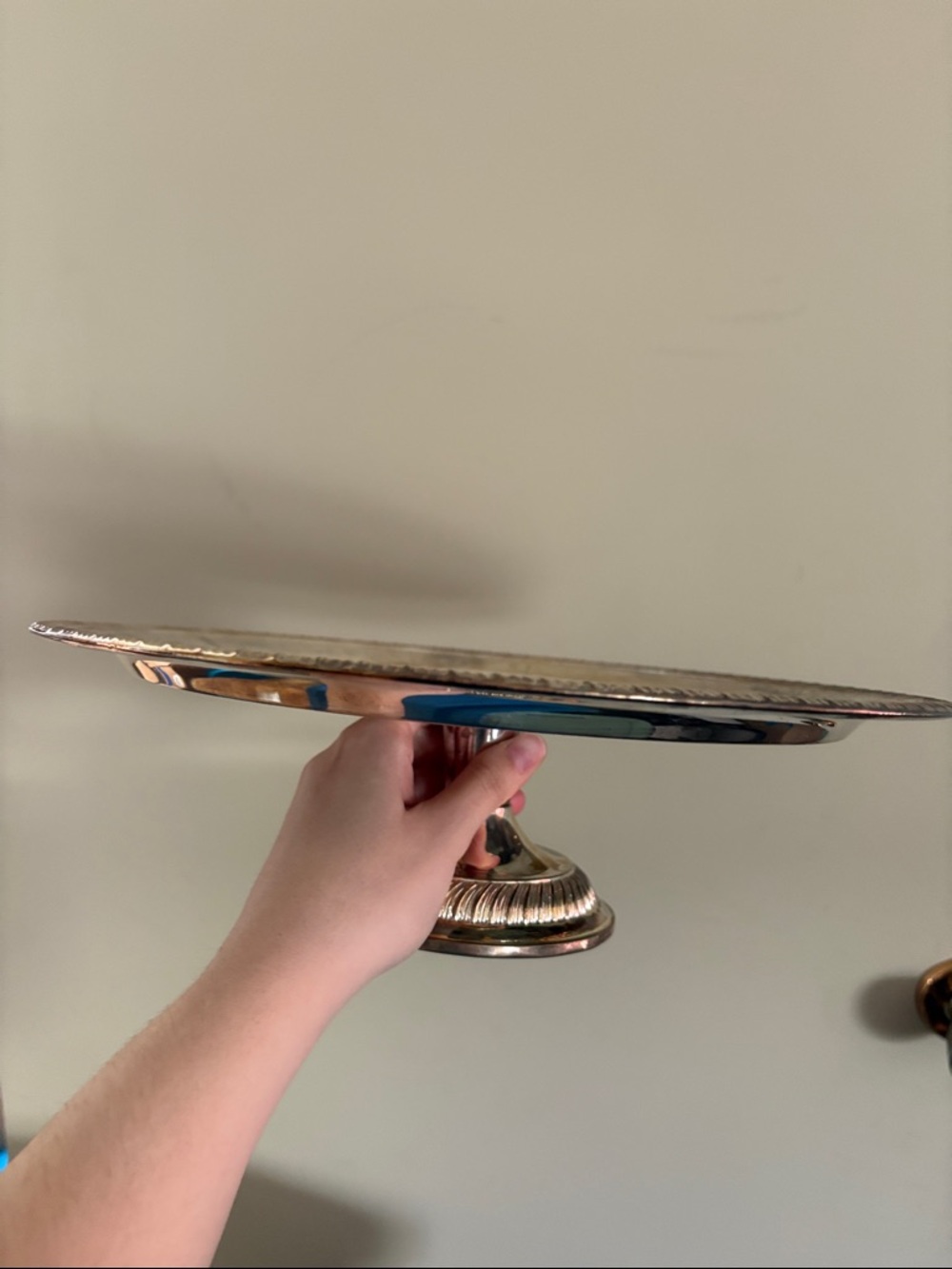 Classic Round Silver Plated Serving Tray - Velvet Bottom
